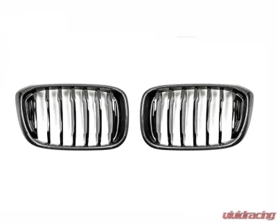 AutoTecknic Replacement Carbon Fiber Front Grilles BMW G01 X3 2018-2020 | G02 X4 2019-2020 - ATK-BM-0256-CF