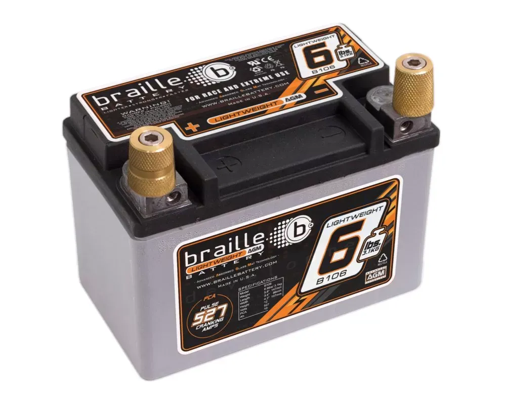 Braille Lightweight Battery 527 AMP 5.8 x 3.4 x 4.2 Inch - B106