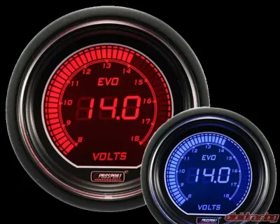 ProSport 52mm Blue | Red EVO Digital Series Volt Gauge - 216EVOVO