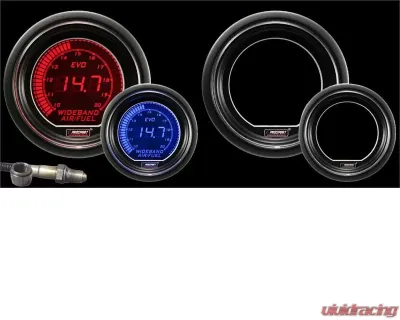 ProSport 52mm Green | White EVO Digital Series Digital Wideband Air Fuel Ratio Gauge Kit - 216EVOWGAFRWB4.9-WO