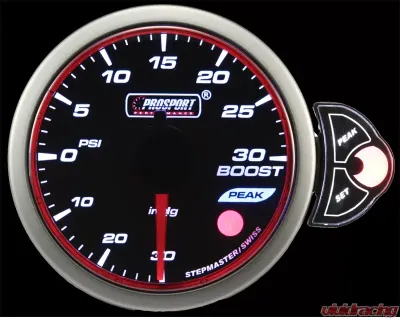 ProSport 52mm Red | White | Blue Halo Series Boost Gauge With Warning & Peak - 216HLBO270-PK.PSI