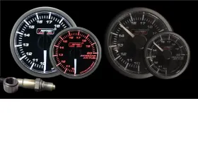 ProSport 52mm Clear Lens Amber | White Premium Series Wideband Air Fuel Ratio Gauge Kit With Warning & Peak Hold