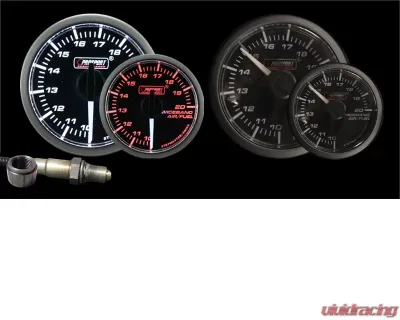 ProSport 52mm Clear Lens Amber | White Premium Series Wideband Air Fuel Ratio Gauge Kit With Warning & Peak Hold - 216SMWAAFRWNCL-WO-SF