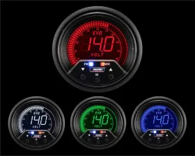 ProSport 60mm 4 Color Premium EVO Series Volt Gauge With Warning & Peak