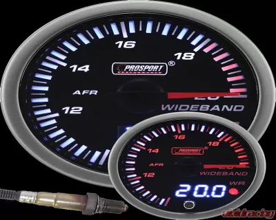 ProSport 60mm Amber | White Dual Display JDM Series Wideband AFR Gauge Kit - 238JDMAFR4.9-WO