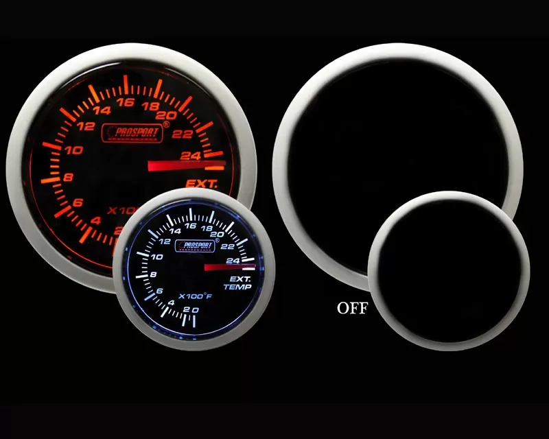 Prosport Performance Exhaust Gas Temperature with Probe Amber | White 52mm - 216BFWAEGTSM.F