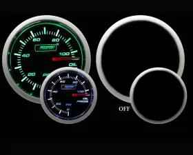 Prosport Performance Oil Pressure Gauge Electric with Sender Green | White 52mm