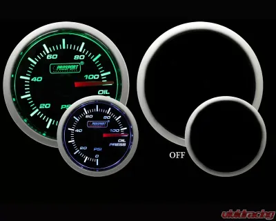 Prosport Performance Oil Pressure Gauge Electric with Sender Green | White 52mm - 216BFWGOPSM.PSI