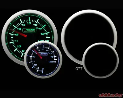 Prosport Performance Volt Gauge Green | White 52mm - 216BFWGVOSM