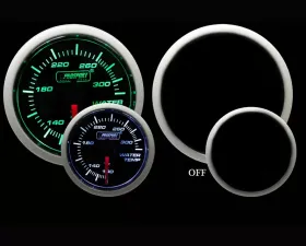 Prosport Performance Water Temp | Gauge Electric with Sender Green | White-52mm