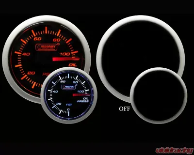 Prosport Performance Oil Pressure Gauge Electrical with Sender Amber | White 60mm - 238BFWAOP270.PSI