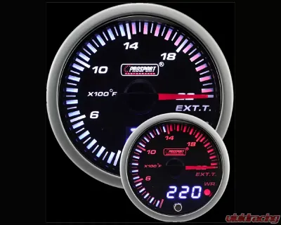 Prosport Performance Egt Dual Display Amber | White with Temp | Probe - 238JDMEGT.F