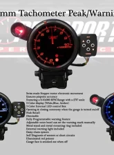 Prosport Performance Tachometer 3 Color 95mm 3.5-Inch                                     - 343SMTASWL270-PK - Image 3