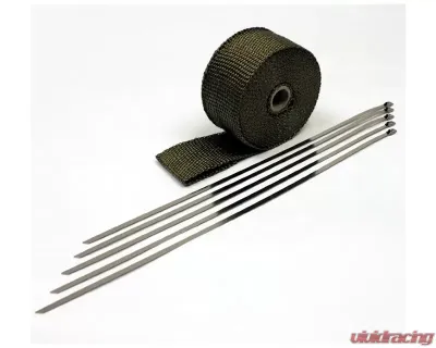 Prosport Performance Titanium Header Wrap 25-Foot Roll with 5 Stainless Steel Zip Ties - HEA-Wrap Kit-TIT-25