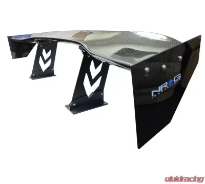 NRG Carbon Fiber 59 Inch Universal Rear Spoiler Arrow Cut Out Stands and End plates - CARB-A590