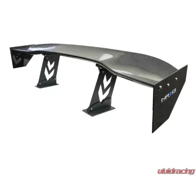 NRG Carbon Fiber 59 Inch Universal Rear Spoiler Arrow Cut Out Stands and End plates - CARB-A590