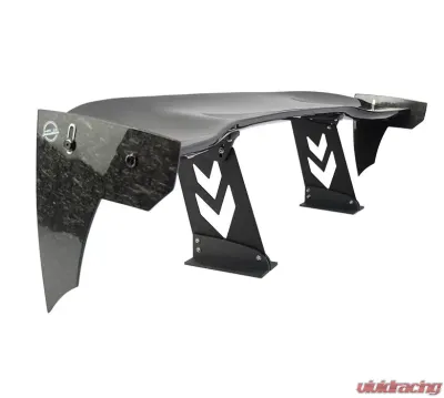 NRG Carbon Fiber Glass 59 Inch Universal Rear Spoiler Arrow Cut Out Stands and NRG logo End Plates - CARB-A591NRG