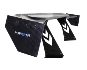 NRG Carbon Fiber 69 Inch Universal Rear Spoiler Logo Stand Cut and End Plate