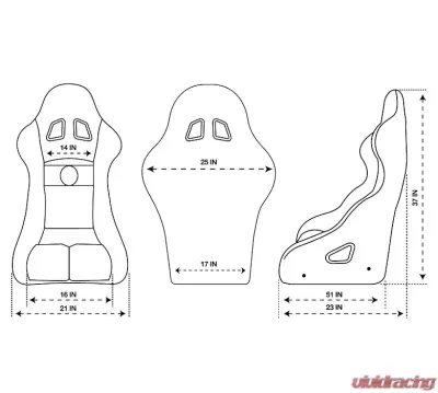 NRG FIA Competition Shield Series Bucket Seat Large Black - FRP-RS500-SHIELD