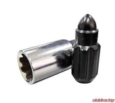 NRG 20-piece 500 Series M12 x 1.25 Steel Lug Nut Set  Bullet Shape Black plus lock socket - LN-LS510BK-21