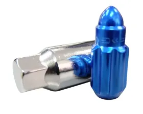 NRG 20-piece 500 Series M12 x 1.25 Steel Lug Nut Set  Bullet Shape Blue plus lock socket