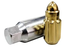NRG 20-piece 500 Series M12 x 1.25 Steel Lug Nut Set  Bullet Shape Chrome Gold plus lock socket