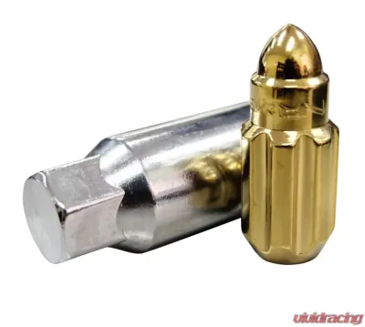 NRG 20-piece 500 Series M12 x 1.25 Steel Lug Nut Set  Bullet Shape Chrome Gold plus lock socket - LN-LS510CG-21