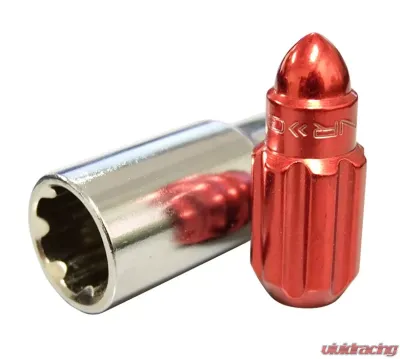 NRG 20-piece 500 Series M12 x 1.5 Steel Lug Nut Set  Bullet Shape Red plus lock socket - LN-LS500RD-21