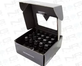 NRG 20-piece 700 Series M12 x 1.25 Steel Lug Nut and dust cap cover Set Black plus lock socket