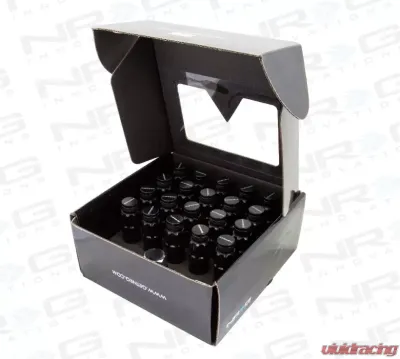 NRG 20-piece 700 Series M12 x 1.25 Steel Lug Nut and dust cap cover Set Black plus lock socket - LN-LS710BK-21