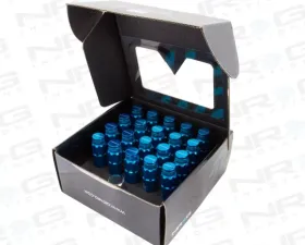 NRG 20-piece 700 Series M12 x 1.25 Steel Lug Nut and dust cap cover Set Blue plus lock socket