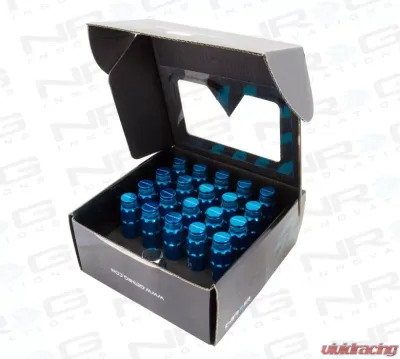 NRG 20-piece 700 Series M12 x 1.25 Steel Lug Nut and dust cap cover Set Blue plus lock socket - LN-LS710BL-21