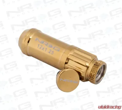 NRG 20-piece 700 Series M12 x 1.25 Steel Lug Nut and dust cap cover Set Chrome Gold plus lock socket - LN-LS710CG-21