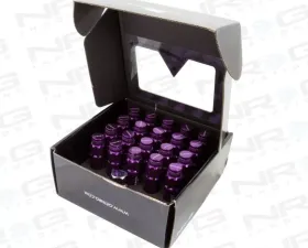NRG 20-piece 700 Series M12 x 1.25 Steel Lug Nut and dust cap cover Set Purple plus lock socket