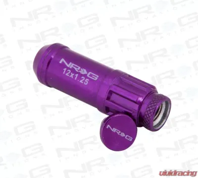 NRG 20-piece 700 Series M12 x 1.25 Steel Lug Nut and dust cap cover Set Purple plus lock socket - LN-LS710PP-21