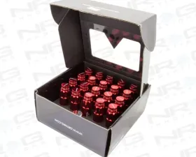 NRG 20-piece 700 Series M12 x 1.25 Steel Lug Nut and dust cap cover Set Red plus lock socket