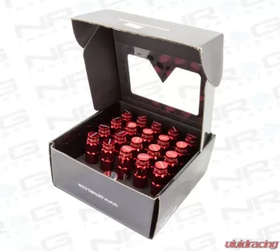 NRG 20-piece 700 Series M12 x 1.25 Steel Lug Nut and dust cap cover Set Red plus lock socket - LN-LS710RD-21