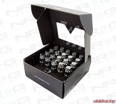 NRG 20-piece 700 Series M12 x 1.25 Steel Lug Nut and dust cap cover Set Silver plus lock socket - LN-LS710SL-21