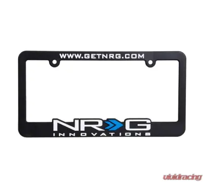 NRG License Plate Frame White with blue - LPF-100