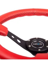 NRG Red Leather with Black Stitching 3inch Deep 350mm Sport Steering Wheel Universal                                     - RST-006RR-BS - Image 4