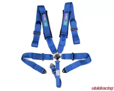 NRG SFI 16.1 5Pt 3 Inch Seat Belt Harness w/Pads Cam Lock Blue - SBH-B6PCBL