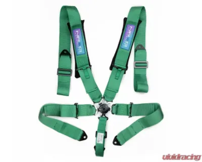 NRG SFI 16.1 5Pt 3 Inch Seat Belt Harness w/Pads Cam Lock Green - SBH-B6PCGN