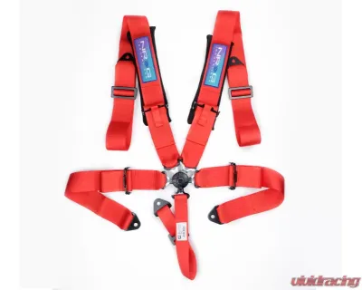 NRG SFI 16.1 5Pt 3 Inch Seat Belt Harness w/Pads Cam Lock Red - SBH-B6PCRD