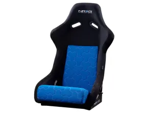 NRG FRP Bucket Seat Cushion White Stitching Hex Geometric Blue