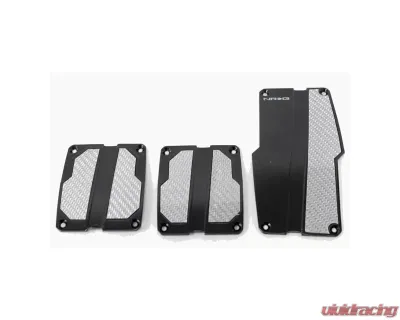 NRG Black with Silver Carbon Manual Brushed Aluminum Sport Pedal Universal - PDL-100BK