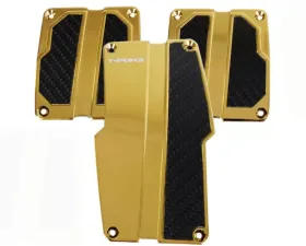 NRG Aluminum Pedal Pad Cover Plates Brushed Chrome Gold Black Carbon 3-Piece MT