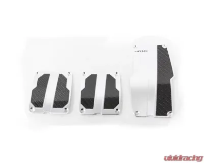 NRG Silver with Black Carbon Manual Brushed Aluminum Sport Pedal Universal - PDL-100SL