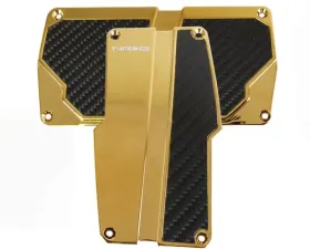 NRG Aluminum Pedal Pad Cover Pl2-Piece ATes Brushed Chrome Gold  Black Carbon 2-Piece AT