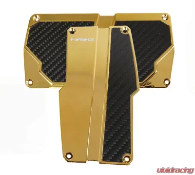 NRG Aluminum Pedal Pad Cover Pl2-Piece ATes Brushed Chrome Gold Black Carbon 2-Piece AT - PDL-150CG