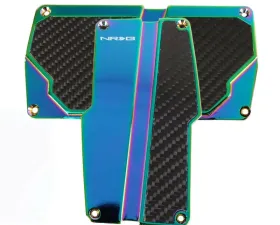 NRG Aluminum Pedal Pad Cover Pl2-Piece ATes Brushed Silver Black Carbon 2-Piece AT